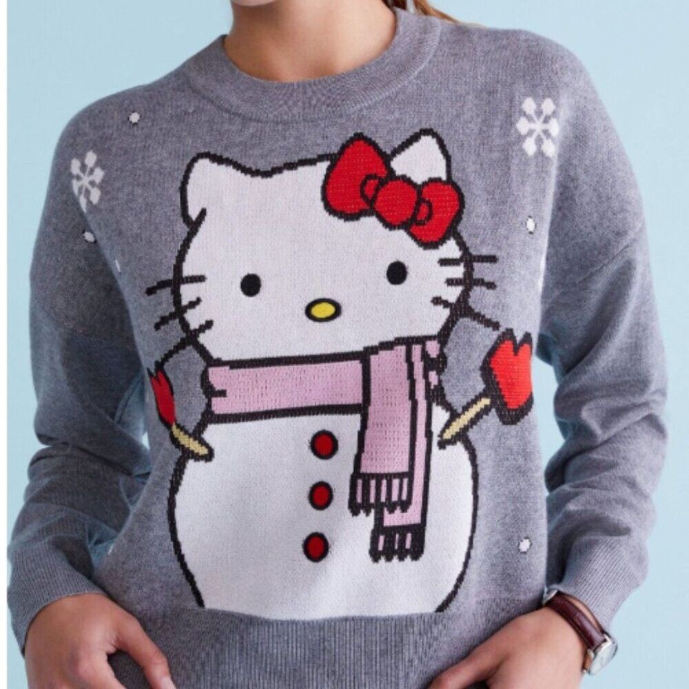 Women's Hello Kitty Snowman & Snowflakes Knit Sweater Small